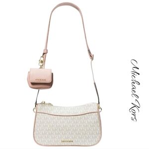 NWT Michael Kors Pink Cream Logo Crossbody Purse Bag